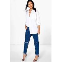 low rise knee rip boyfriend jeans indigo