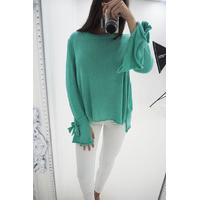 lolla flared tie sleeve dipped hem jumper