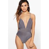 Louise Plait Strap Wrap Bodysuit - smoke