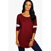 Long Sleeve Base Ball Tunic - wine