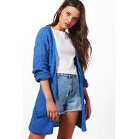 Loose Knit Slouchy Pocket Cardigan - cobalt