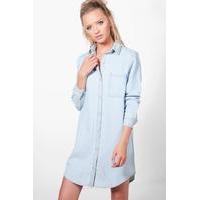 longline light wash denim shirt blue