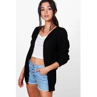 Loose Knit Slouchy Boyfriend Cardigan - black