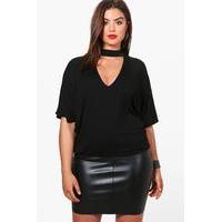 Louise Batwing Choker Detail Top - black