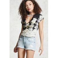 Low-Rise Distressed Denim Shorts