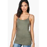 Longline Strappy Cami - khaki