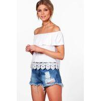 Lorna Off The Shoulder Crochet Top - white