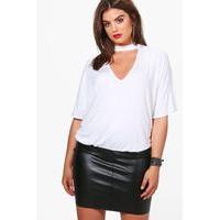 Louise Batwing Choker Detail Top - white