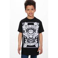 Long Line Skull Tee - black