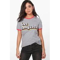 Los Angeles Ringer T-Shirt - grey marl