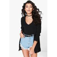 Loose Stitch Edge To Edge Cardigan - black