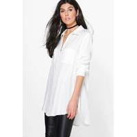 Longline Zip Front Shirt - cream