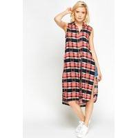 Long Line Slit Checked Shirt Top