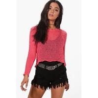 loose knit crop jumper coral