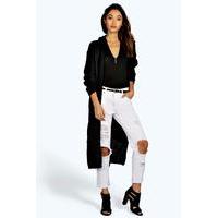 Longline Hooded Cardigan - black