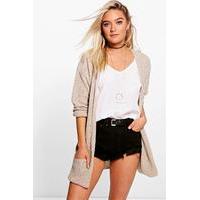 Loose Knit Slouchy Pocket Cardigan - stone