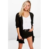 Loose Knit Slouchy Pocket Cardigan - black