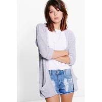 Loose Knit Slouchy Pocket Cardigan - silver