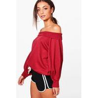 Lola Balloon Sleeve Sweatshirt - burgundy