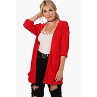 Loose Knit Slouchy Pocket Cardigan - red