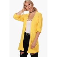 Loose Knit Slouchy Pocket Cardigan - yellow