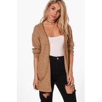 Loose Knit Slouchy Pocket Cardigan - camel