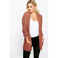 Loose Knit Slouchy Pocket Cardigan - chestnut