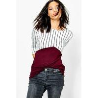 lola stripe contrast colour block top wine