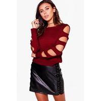 Louise Slash Sleeve Jumper - berry