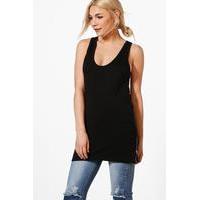 Long Line Vest With Zips - black