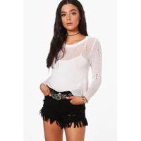 Loose Knit Crop Jumper - white