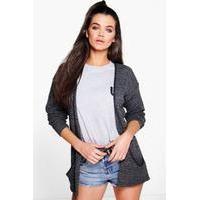 Loose Knit Slouchy Pocket Cardigan - charcoal