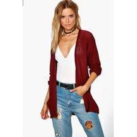 Loose Knit Slouchy Pocket Cardigan - merlot