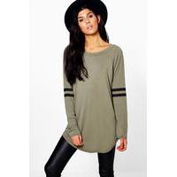 Long Sleeve Base Ball Tunic - khaki