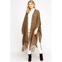 Loose Knit Tassle Poncho