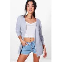 Loose Knit Slouchy Boyfriend Cardigan - silver