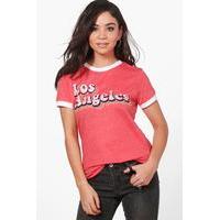 Los Angeles Ringer T-Shirt - coral