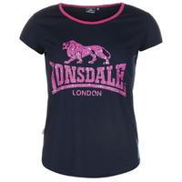 Lonsdale 2 Stripe Large Logo T Shirts Ladies