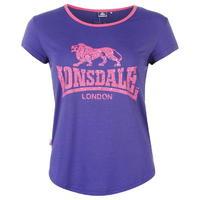 Lonsdale 2 Stripe Large Logo T Shirts Ladies