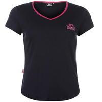 Lonsdale 2 Stripe V Neck T Shirt Ladies