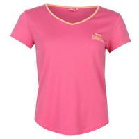 Lonsdale 2 Stripe V Neck T Shirt Ladies