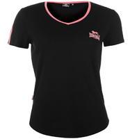 Lonsdale 2 Stripe V Neck T Shirt Ladies