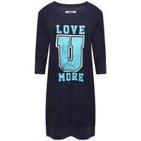 love u more longline sweatshirt in blue tboe guest brand