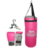 Lonsdale Jab Junior Punch Bag and Glove Set - Grey/Pink