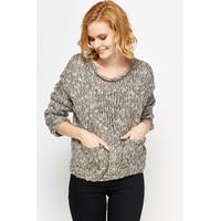 loose knit pocket front jumper