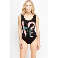 logo print black bodysuit