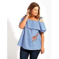 Lovedrobe GB Cold Shoulder Gingam Blouse