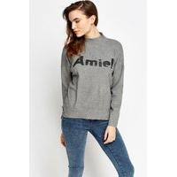 logo printed high neck sweater