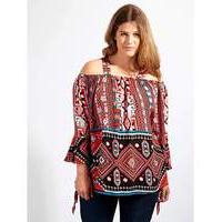 lovedrobe gb aztec print bardot blouse