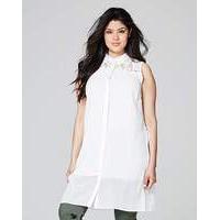 Longline Lace Insert Sleeveless Shirt